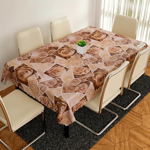 Image of Dakshya Industries PVC Waterproof Dining Table Cover 54x78 Inch for 6 Seater | Floral Printed Washable Oilproof Dustproof Table Cloth for Home Kitchen Dining Table (Elite Essence)