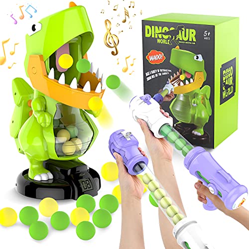 Image of FANURY Dinosaur Shooting Games Toy for Kids Over 5 Year Old, Shooting Target Practice Kids Toy with Sound LCD Score Record, 2 Air Pump Toy Guns, 24 Soft Foam Balls, Gift Toys for Boys Girls