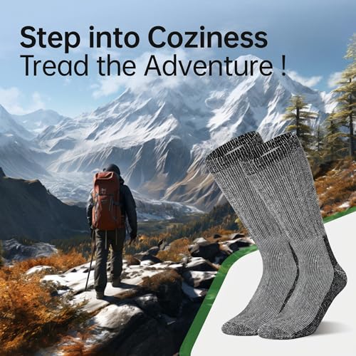 Image of Alvada Mens Merino Wool Crew Socks Thermal and Warm Socks for Winter Work Hiking Running 3 Pairs