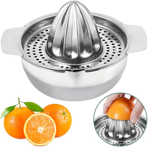 Presse-agrumes manuel en acier inoxydable - Passe au lave-vaisselle - Pour citrons, citrons verts, oranges et pamplemousses - Avec récipient de 400 ml - Presse-agrumes - Qualité professionnelle