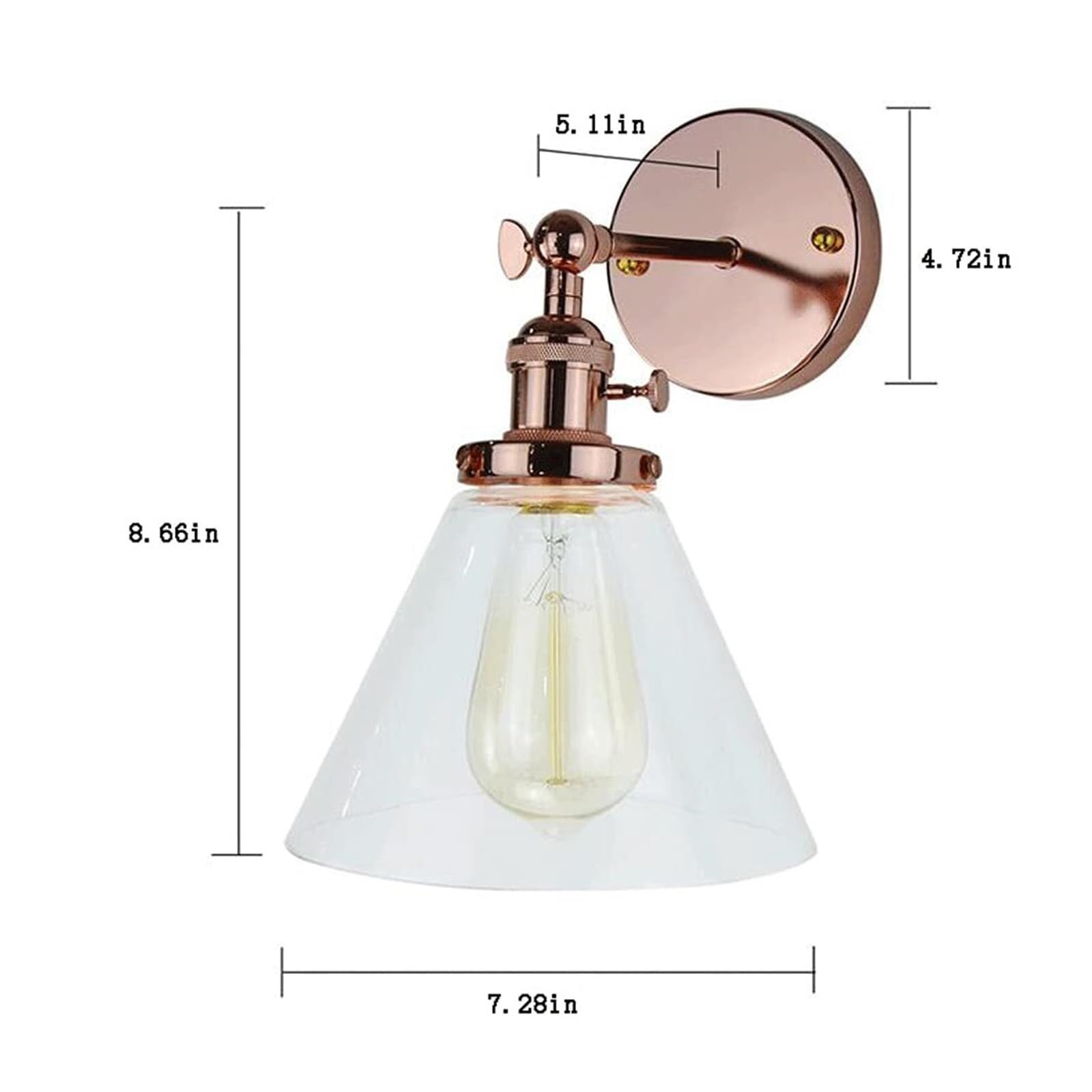 Wandleuchte For Bad/WC, Roségold, 1-flammig, Klarglas, Moderne Badezimmer-/Gäste-/Schlafzimmer-Wandleuchte, Wandleuchte Über Dem Spiegel, Nachttischleuchte