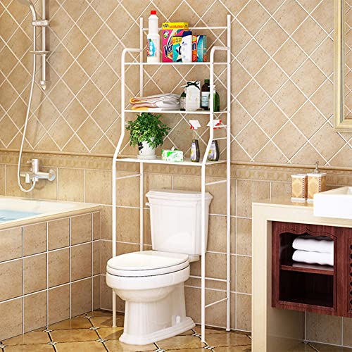 RELOVE Mobile portaoggetti per Toilette, 3 ETAGES in Metallo Mobile sopra WC Risparmio Spazio Scaffale da Bagno (157 * 55 * 26 cm (Bianco))