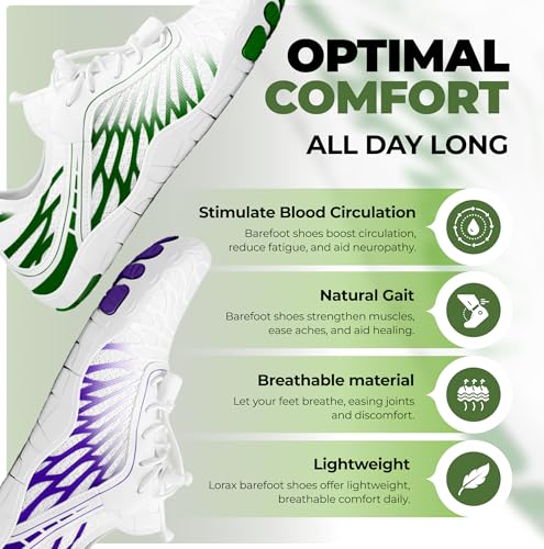 HF Breathable Wide Toe Barefoot Shoes, Men Women, Non - Slip, Minimalist Athletic Footwear, Walking, Running, Hiking and Daily Wear White/Green3