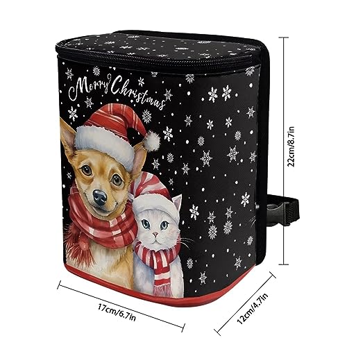 Image of Talayituse Dragonfly Flower Moon Print Car Trash Can with Lid, Leak Proof Auto Trash Bag Hanging Vehicle Garbage Can Multipurpose Storage Container for Back Seat Road Trip