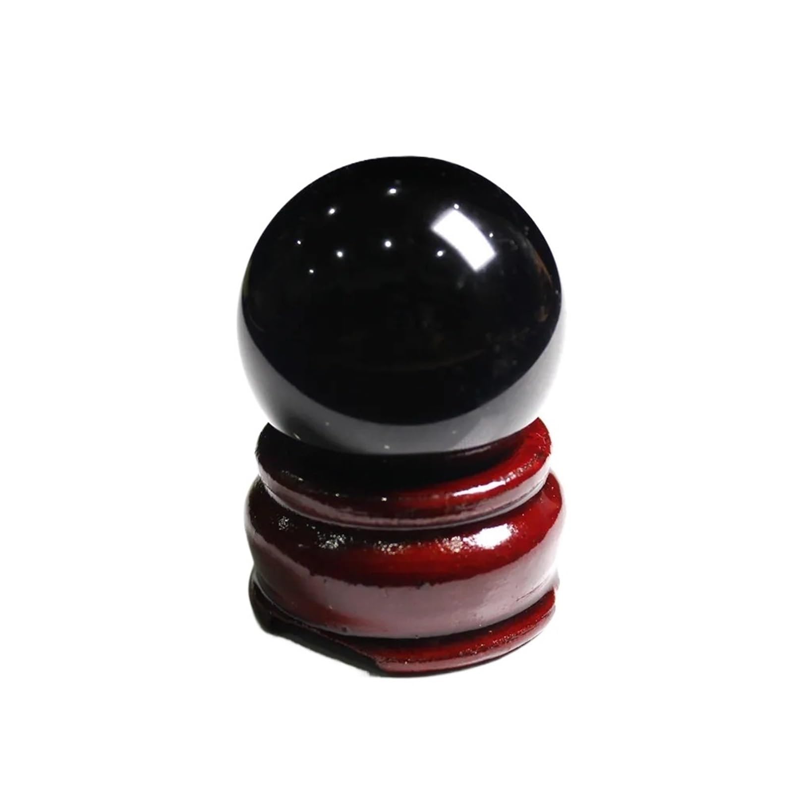 FOPURE Black Obsidian Sphere Crystal Ball Stone with Stand Home Office Table Ornaments (Size : 2.5cm)