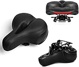 Xiuyong Damen Gel Soft Fahrradsattel Bequem Extra Breit Sattel mit Löchern für Mountainbikes, Schwarz