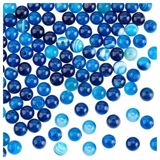 OLYCRAFT 126 cuentas de ágata a rayas naturales de 6 mm cuentas de ágata azul cuentas redondas de piedras preciosas con agujero piedras energéticas perlas sueltas para fabricación de joyas