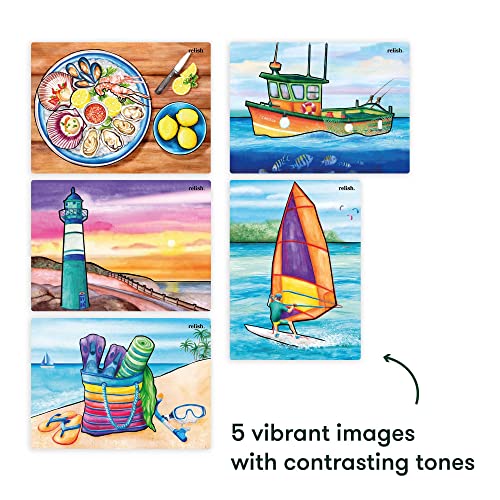Relish Coastal Escape Aquapaints - Pack Of 5 Reusable Water Painting Alzheimer’s & Dementia Activities, Products & Aids For Elderly #TOP6
