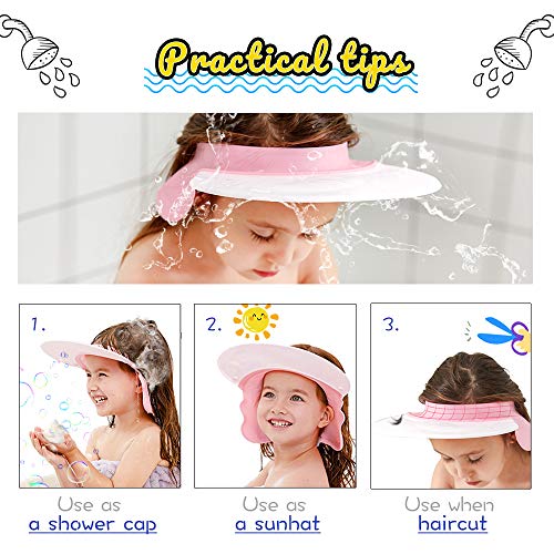 Baby Shower Cap Bathing Cap Kids, Silicone Shower Visor Bathing Hat,Infants Soft Protection Funny Safety Visor Cap for Toddler Pink
