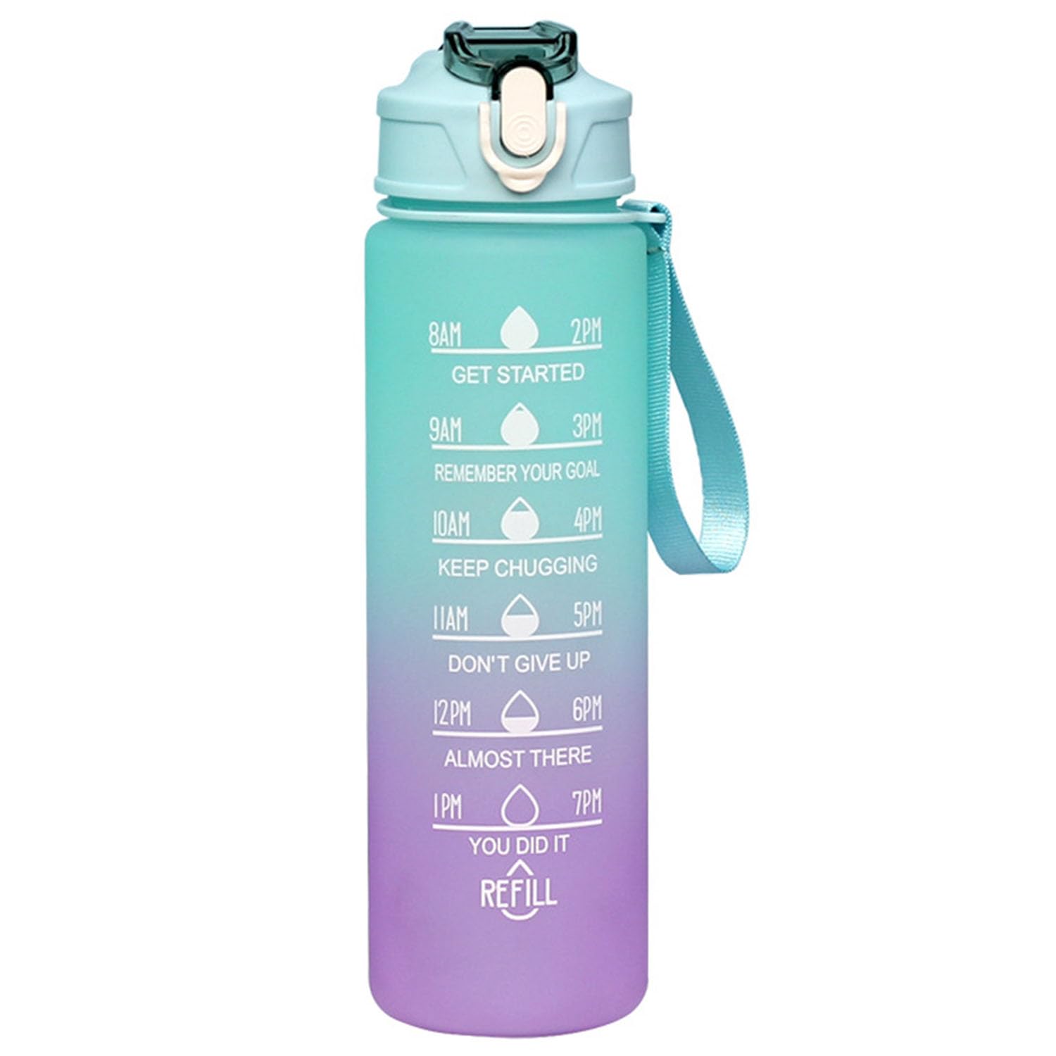 Fitness Sport Water Bottles, 750ml(25oz) Drinks Bottle, Water Bottles with Straw and Time Marking
