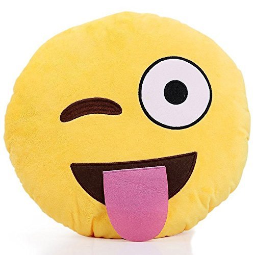Emoji Round Cushion Pillow for Home Decor Kids Room, Decorative Plush Pillow for Car Sofa Pets Cushions (Big Eyes)