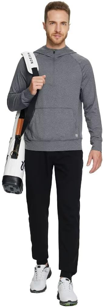 M MAELREG Hoodies For Men Long Sleeve Kangaroo Pocket Lightweight Heather Golf Quarter Zip Mens Sweatshirts Hoodies Pullover - Image 3