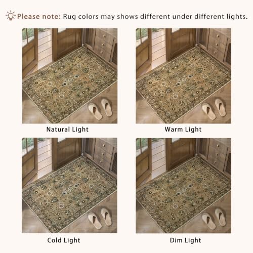 Brown 5x7 Washable Area Rugs for Living Room, Vintage Indoor Non Slip Rug by Tangsoo - Used condition - Image 2