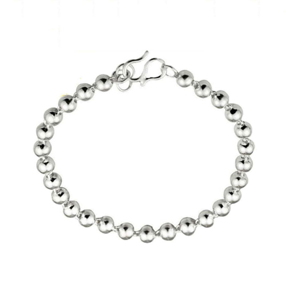 XINGYU Plata de LeyInfinito Pulsera Ajustable, 990 Brazalete Plata Completo de bebé con Cuentas Tobilleras Joyería Regalo, 14cm
