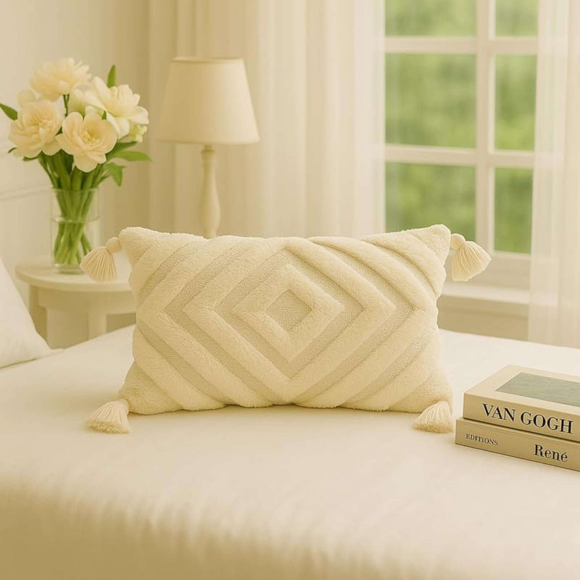 Diamond Tufted Cushion Cover, Geometric Pattern