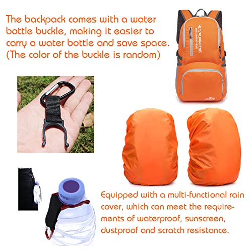 Lywencom Hiking Backpack,30l sporty lightweight folding waterproof ultralight backpack for outdoor camping picnic hiking (Orange) - Image 2