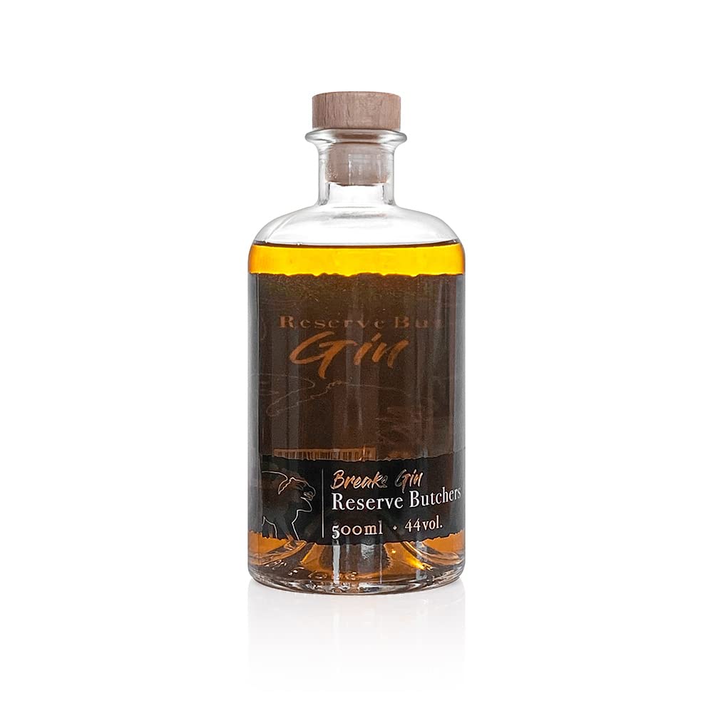 Breaks RESERVE BUTCHERS Gin I Premium Gin mehrere Monate im Holzfass gereift I Exklusiver Gin – Handgemacht in Deutschland I 1x 0,5 L I 44% vol.