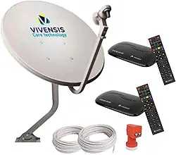 Kit Duplo Vivensis C/ 2 Receptores Vx10, Antena 60cm, LNBF e Cabos