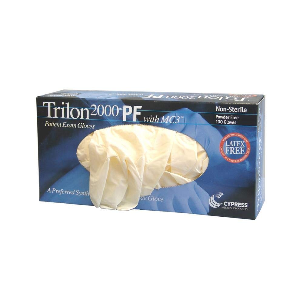 Buy Trilon Exam Gloves Vinyl, PowderFree, Beaded Cuff, NonSterile
