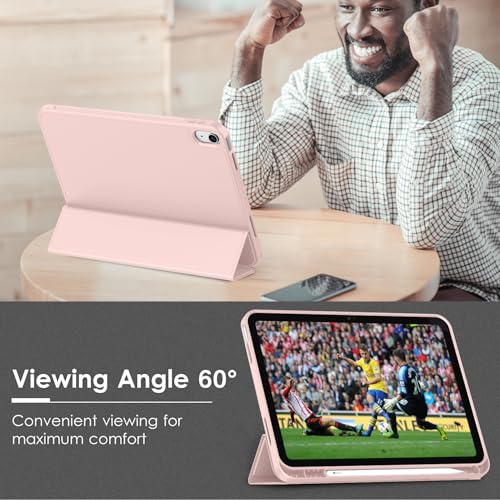 Image of ToaPoia Case for iPad (A16) 11 Inch 2025 /iPad 10th Generation 10.9 Inch 2022, Slim Trifold Stand Protective Cover with Pencil Holder and Soft TPU Back,Support Auto Sleep /Wake (Rose Pink)