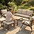 SONDERVIBE Beige 6-Piece 7-Seat Patio Conversation Set, Steel Frame Outdoor Sofa with Acacia Wood Coffee Table & Ottomans
