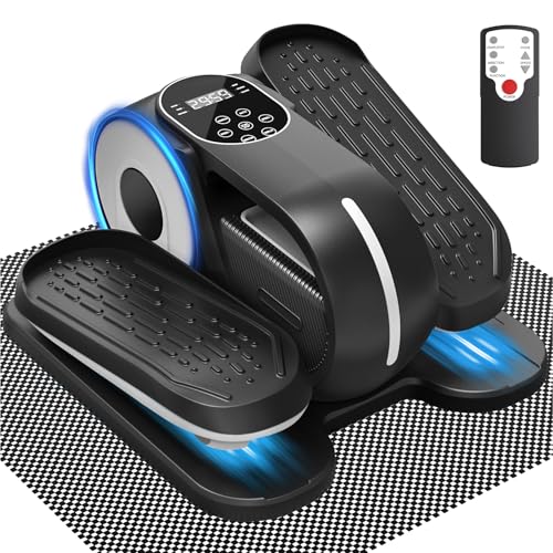 Image of Under Desk Elliptical Machine, 12 Speeds Leg Exerciser as Seen on TV with RF Remote Control for Seniors, Auto & HR Mode Quiet Portable Seated Pedal Exerciser for Home and Office