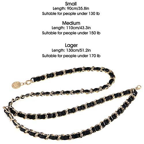 Glamorstar Leather Chain Belts Layered Metal Waist Belt For Women Ladies Dresses Gold 90Cm/35.8In #TOP3