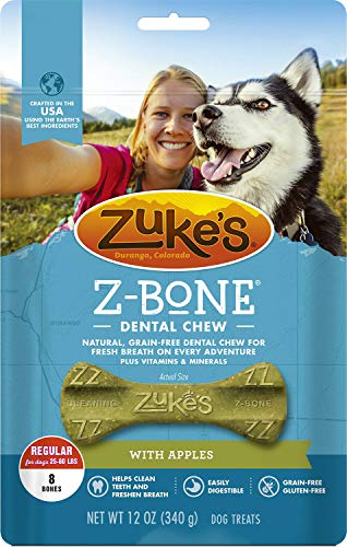 Zuke's Z-Bone Dog Dental Chew with Apples, Regular, 8 Count, 4 Pack