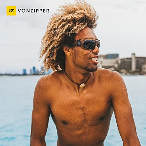 Image of VonZipper Clutch Polarized Polarized Sunglasses for Men and Women Leopard Shark Satin with Rectangle Clutch Polarized Gold Chrome Impact-resistant polycarbonate lens Sun Glasses with UV and HEV