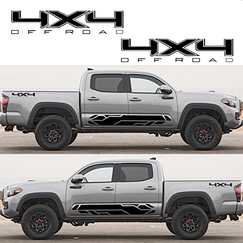 Image of 4X4 Off Road Decal Stickers 2Pcs, Auto Decoration Accessories Fit for Tacoma Tundra Ram Silverado Wrangler Truck Pickup SUV Sedan, with Squeegee 1Pcs, Black