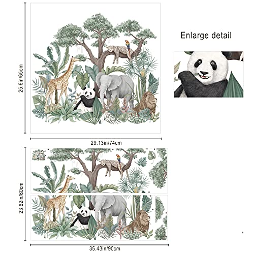 Tropical Green Plant Jungle Animal Wall Stickers, Removable Large Tree Vinyl Wallpaper Decal, Diy Art Murals For Kids Bedroom Nursery Home Decor (A) #TOP1