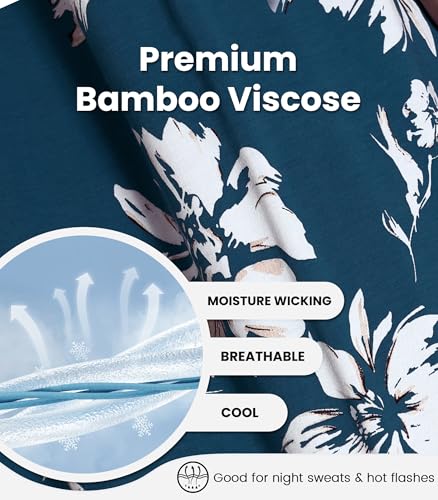 Image of NACHILA Bamboo Viscose Pajamas for Women Lace V Neck Capri Pants Pjs Set