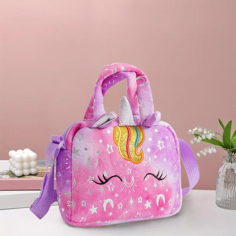1pc Adorable Unicorn-Themed Rainbow Crossbody Bag - Colorful Fluffy Shoulder Purse for Phone, Keys, Credit Cards & Coins with Zipper Closure, Polyester Lining3