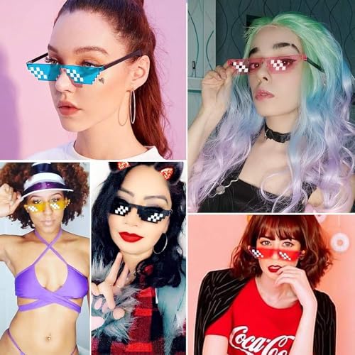 Image of STORE 2508 Pixelated Thug Life Party glasses Gangster Gangsta Life Funny Novelty Shades, Photo Props Unisex Sunglasses Eyeglasses