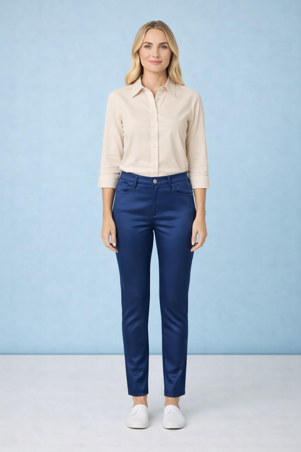 Pantalone Donna Slim Fit, 97% Cotone 3% Elastan, Made in Italy