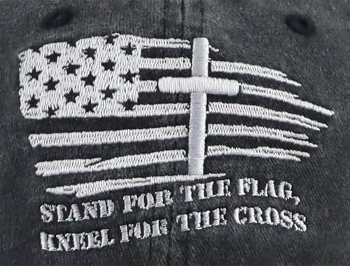 Image of Christian Jesus Cross Hats for Men, Stand for The Flag Kneel for The Cross Baseball Cap