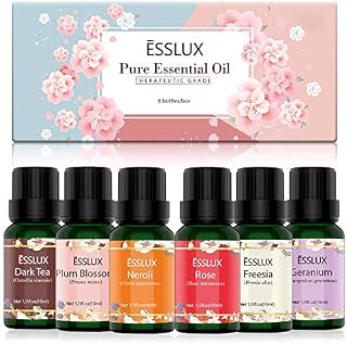 Essential Oils Set, ESSLUX Floral Collection with Rose, Neroli, Geranium, Freesia, Plum Blossom