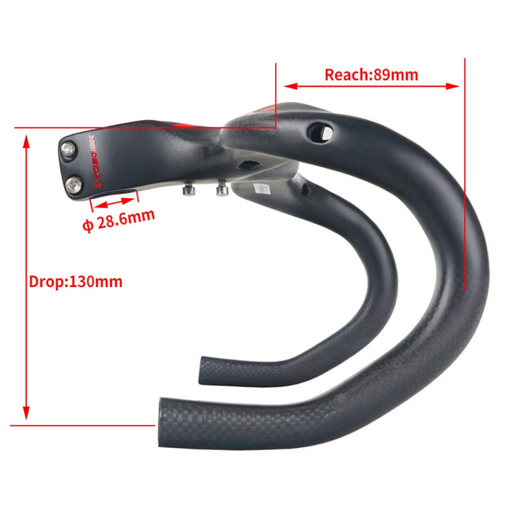 Guidon Vélo Route Carbone Tige Intégrée - 400/420/440mm - Noir Mat UD - TOSEEK - Neuf