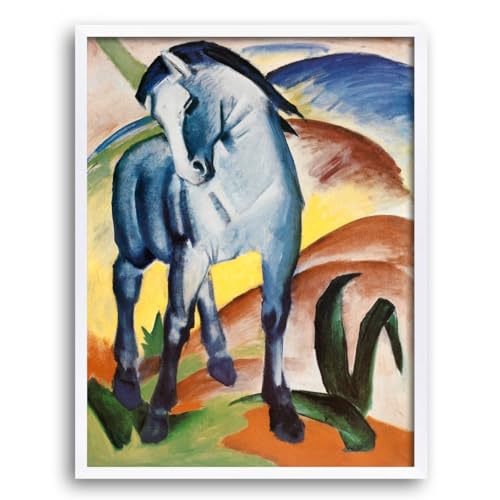 Tableau mural avec couleurs vives Cheval bleu Franz Marc 50x70 cm encadré