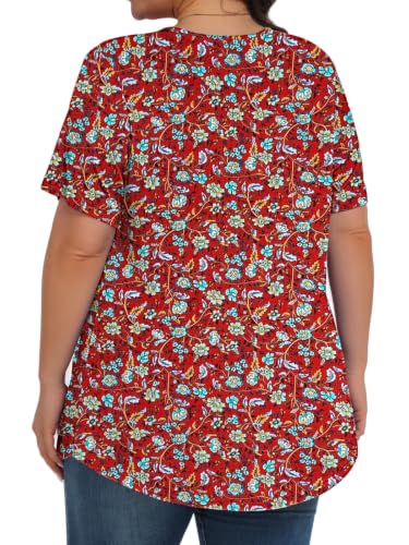 Image of Tencede Womens Plus Size Tops Tunic Short Sleeve Crew Neck Shirts Casual Soft Blouse 1X-5X