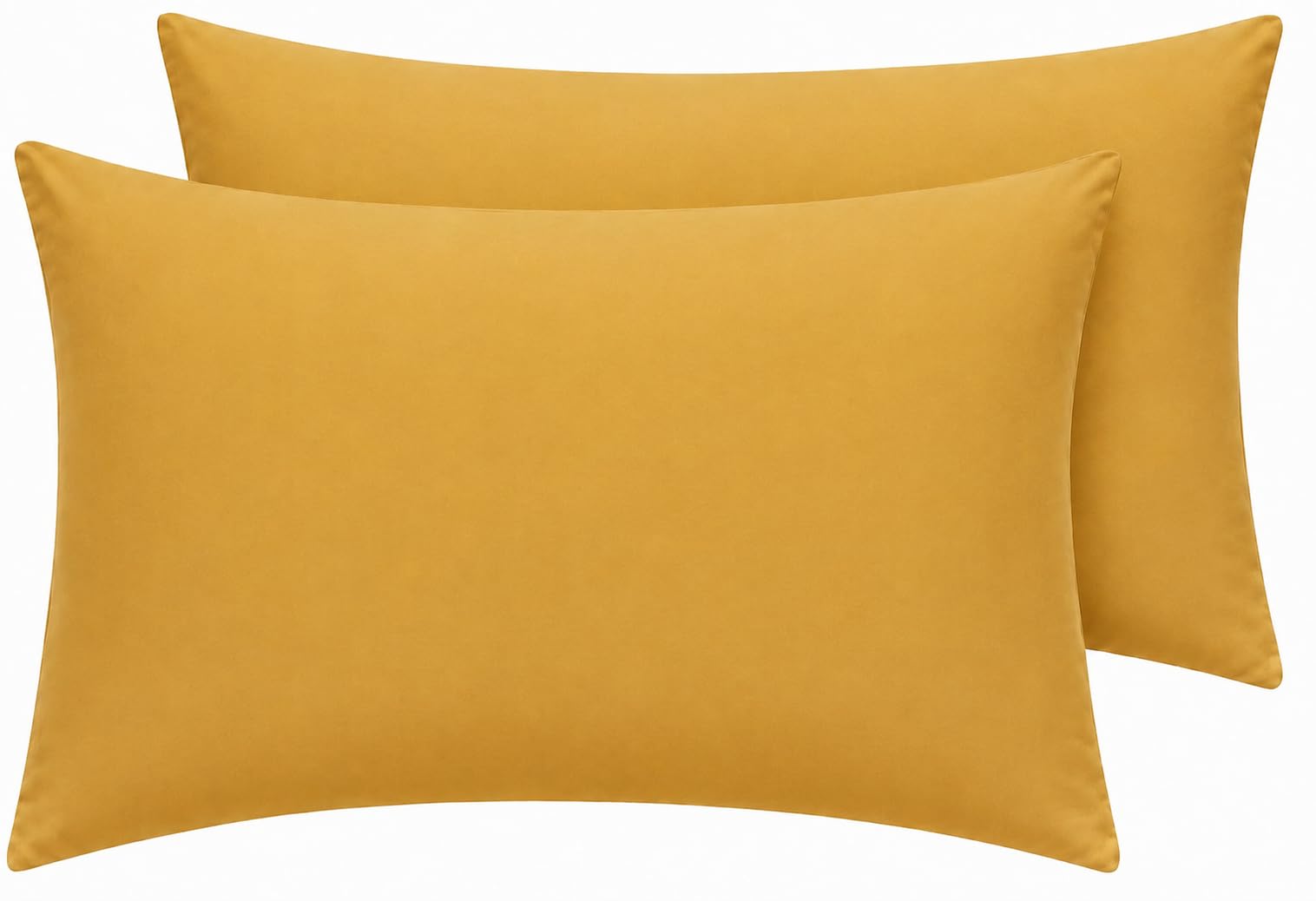 NIGHTZONE Pillowcase Pack of 2 Housewife Luxury Percale Pillowcase 50x75cm 100% Polycotton Plain Dyed Pillow Cases (50 x 75 cm, Mustard)