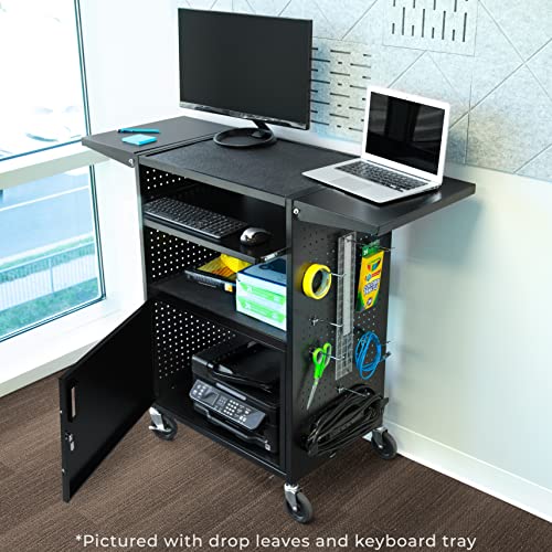 Line Leader Stellar AV Cart - Computer Cart with Customizable Pegboard & Hooks, Dual Locking Cabinets, UL Certified Power, Mobile Workstation with Locking Wheels, Ideal for Laptop & Charger Storage by Stand Steady - Used condition - Image 8