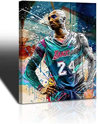 Kobe Bryant Wall Art Basketball Player Canvas Wall Art Painting Sports Posters Artwork Home Decor for Basketball Fan Memorabilia Gifts Living Room Bedroom Boy Girl Gifts Decoration Wall Art 12 x 16 Inch