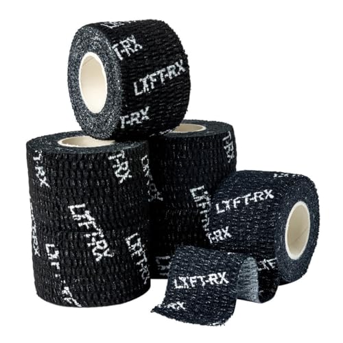 LYFT-RX Hook Grip Tape mit Hochwertigem Klebstoff – Daumen- & Fingerschutz für Gewichtheben, Cross-Training, Kraftsport – 38 mm Schwarz, 6 Rollen