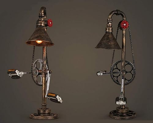 Miniatura 4 de Lámpara de mesa Steampunk industrial con cadena de bicicleta, luz de escritorio, tubo de agua rústico, linterna de escritorio, barra retro,