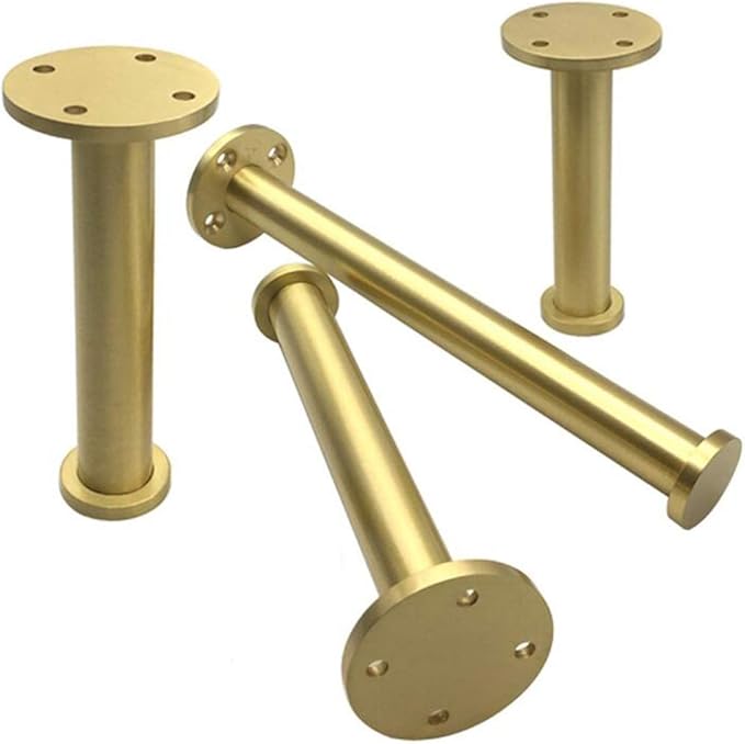 CYY Set of 4 Round Tube Metal Furniture Legs,8"/21cm Gold Brass Replacement Legs,for