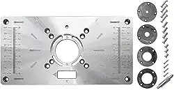 Placa Base de Alumínio para Mesa Tupia Invertida, com Régua Métrica e Acessórios de Montagem