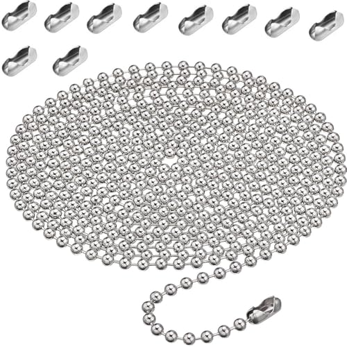 Laroal Cadena para persianas enrollables de 3 metros, con 10 conectores de cadena de metal, para persianas romanas, opacas y barras de cortina (4,5 mm)