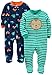 Simple Joys by Carter's Boys' 2-Pack Cotton Footed Sleep and Play, Monkey/Vehicles, 0-3 Months