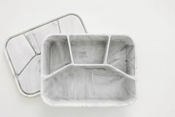 Spoondrift Leakproof Silicone Bento Box Lunch Box 100% Food Grade, BPA- Free Silicone, Lightweight, Microwave Safe, Freezer safe, Dishwasher Safe, 4 Compartment, Includes 1 Box Marble